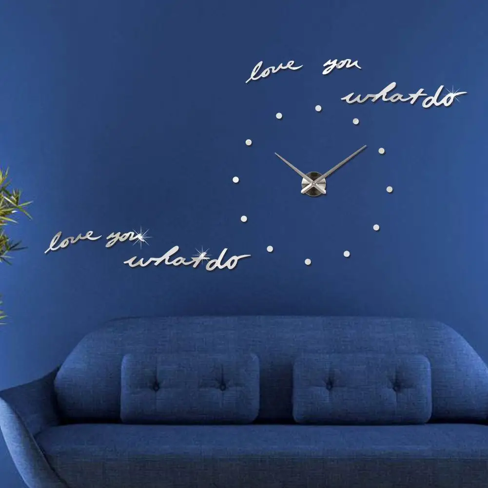 Современные большие настенные 3d-часы с зеркальной поверхностью Самоклеящиеся