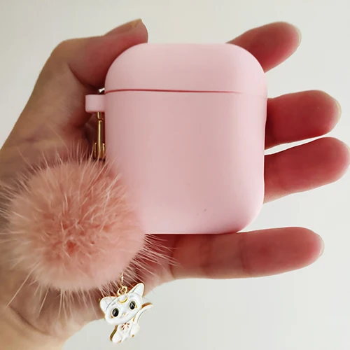 Милый корейский силиконовый чехол для Apple Airpods, чехол, аксессуары, Bluetooth наушники, мультяшный защитный чехол, вишневый собачий брелок - Цвет: high quality case
