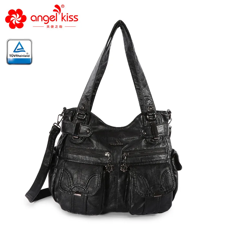 Black Angelkiss новые женские кожаные сумки женские сумки из искусственной кожи на плечо через плечо женские вместительные сумки женские ручные сумки - Цвет: Black