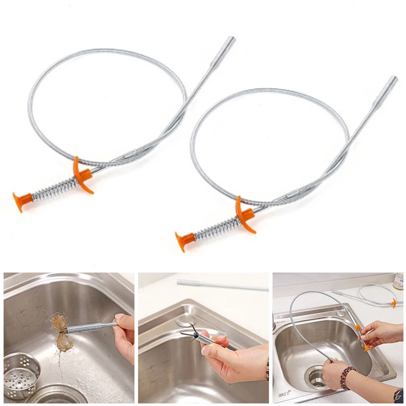

1 Piece Sewer Garbage Clip Dredger Hair Blockage Cleaning Tools For Kitchen 60CM