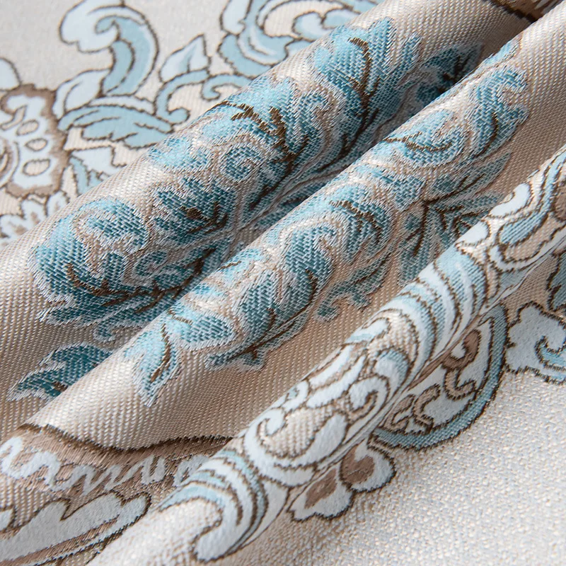 

Embroidery Blue Blackout Curtains for Bedroom Luxury Window Treatment Sheer Blue Tulle Living room Curtains JK212D