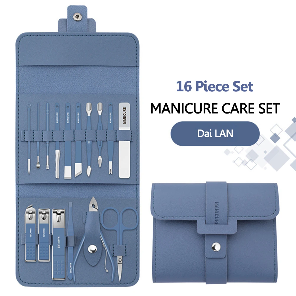 

16 In 1 Nail Cutter Professional Stainless Steel Scissors Grooming Kit Art Cuticle Utility Tools Nail Clipper Manicure Set