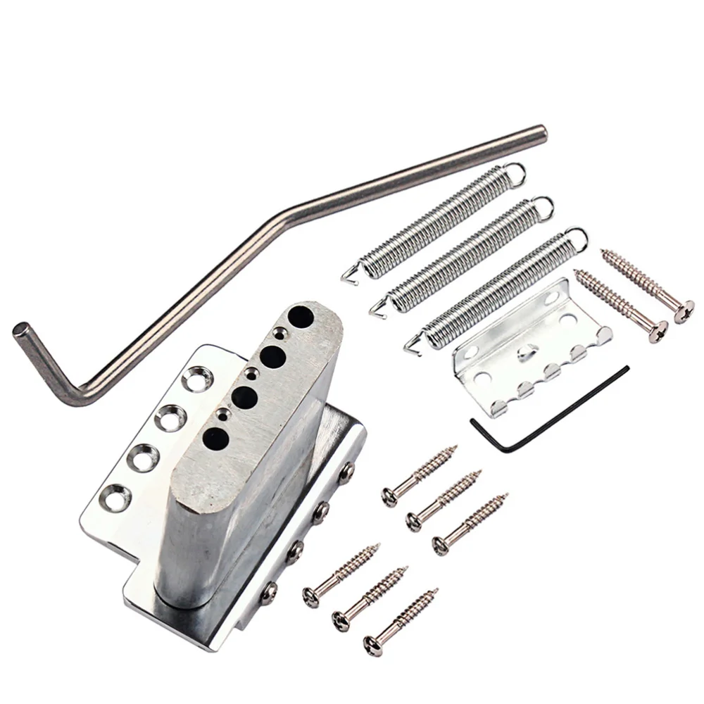 

4 String Metal Durable Saddle Bridge Strain Plate Bridge for Musical Instrument Replacement Guitar Tremolo System (Silver)