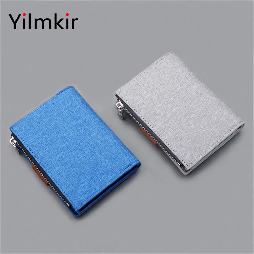 

Fashionable Men's Canvas Buckle Zipper Credit Card Holder Wallets Popular Simple All Match Lightweight Portable Short Purse