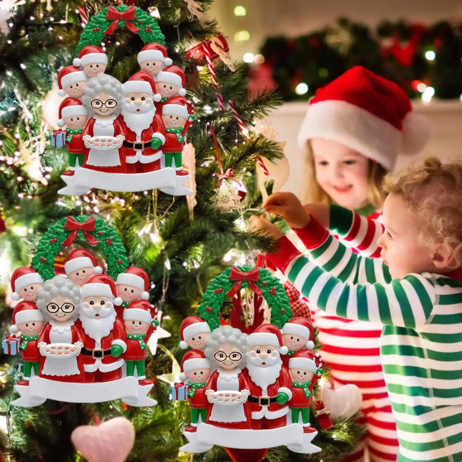 

Индивидуальное украшение для семейной рождественской елки, милый кулон из смолы, праздничный зимний подарок, семейное украшение для деревь...