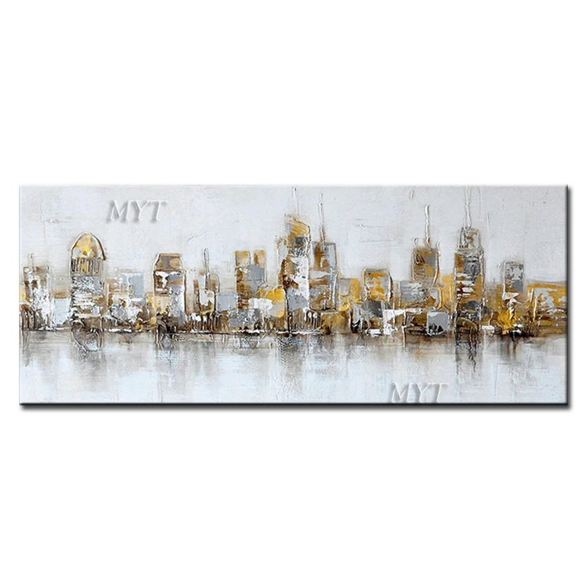 Абстрактный городской пейзаж маслом Картина Ручная роспись холст настенные