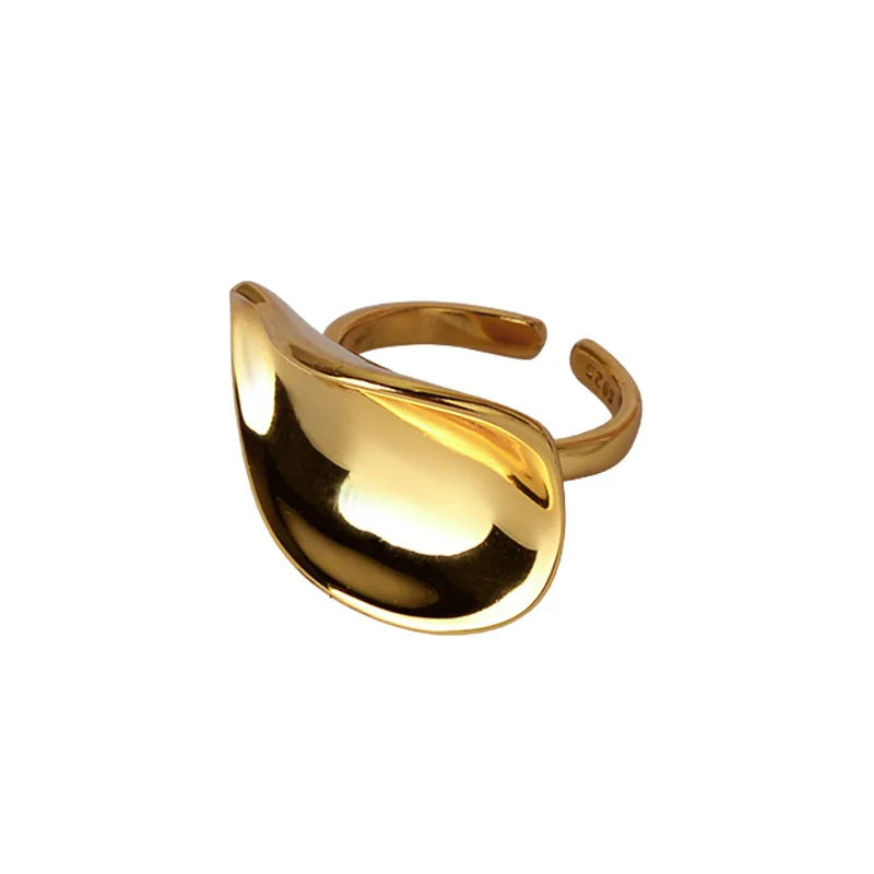 

Simple Exaggerated S925 Sterling Silver Irregular Smooth Ring Female Ins Cold European and American Style Open Index Finger Ring