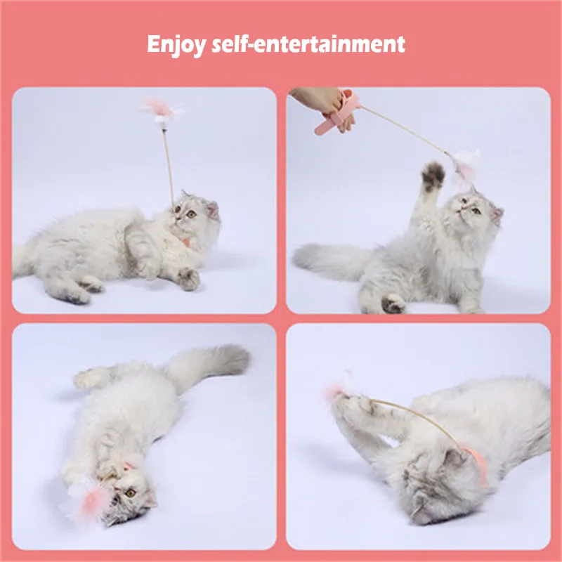 MAMY PETS Pet Cat Teaser Toy Feather With Feet Collar Neck Fun Interactive Training Self-healing Toys | Дом и сад