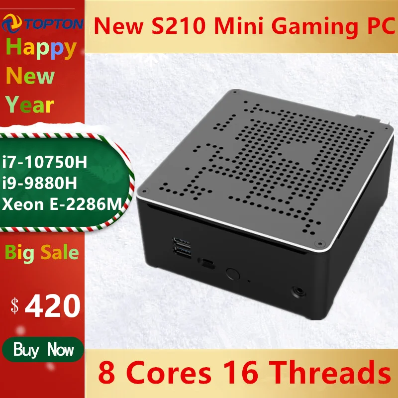 Мини компьютер Topton 10 го поколения Intel i9 10980HK i7 10750H 9880H 8 ядер 2 LAN * DDR4 M.2 NVMe игровой ПК