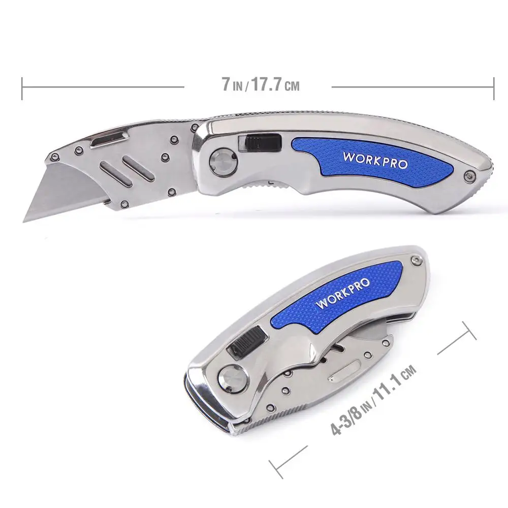 WORKPRO-cuchillo plegable con mango de aluminio, utensilio de utilidad para electricista, cortador de tubos
