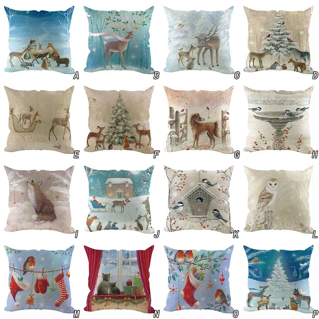 1 шт. 45*45 см Рождественский Рисунок Санта-Клауса хлопковая льняная наволочка для