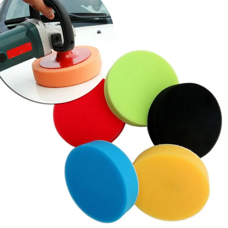 

Hot 5PCS 4" Flat Sponge Buff Buffing Pad Polishing Kit Car Polisher G8TB