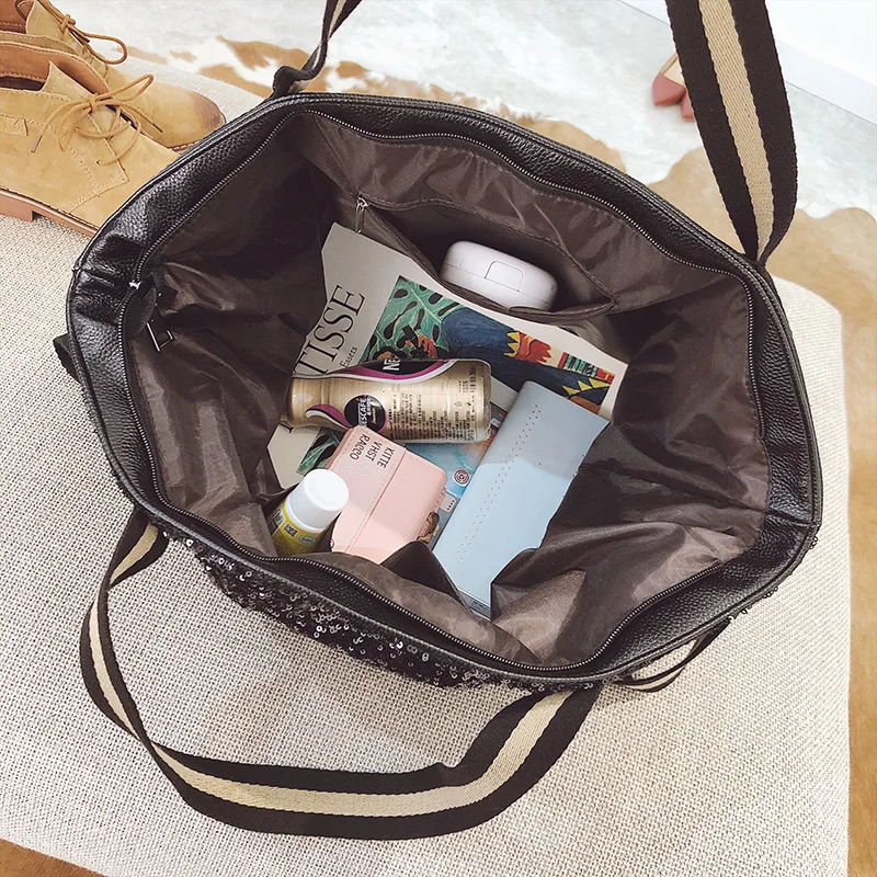 

Fashion Sequin Women Shopping Bags Top Handle Large Capacity Bags Handbags Appliques National Casual Tote Woman Messenger Bag