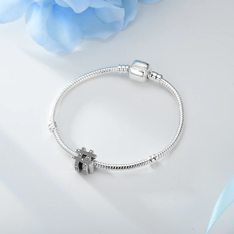 Suplush 100% 925 Sterling Silver Charm Beads For Original Brand Bracelet Charms Hashtag Symbol | Украшения и аксессуары