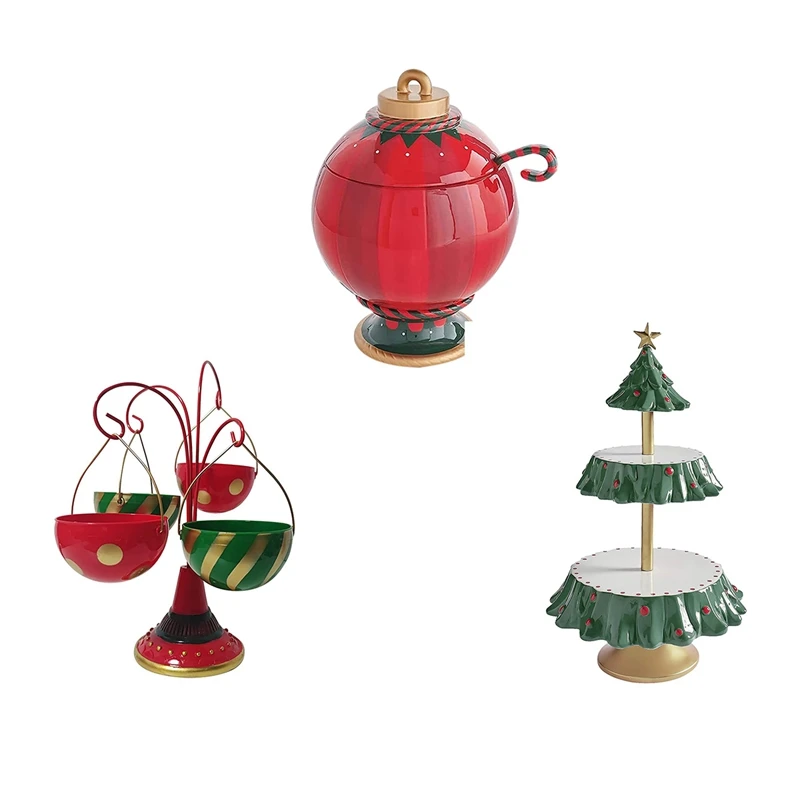 

Рождественская подставка для чашек и закусок, стеллаж для конфет, стеллаж для Хэллоуина, двухслойный женский поднос