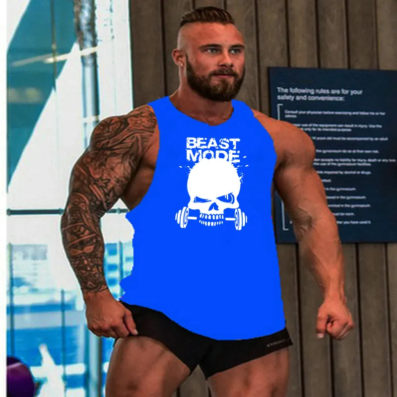 Новая мода хлопчатобумажные рубашки без рукавов майка Мужская Фитнес рубашка