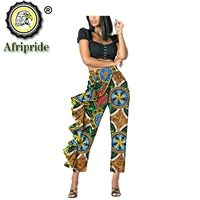 2020 womens fashion pants african ankara print calf length pant with pleated wax batik casual plus size afripride s1921006