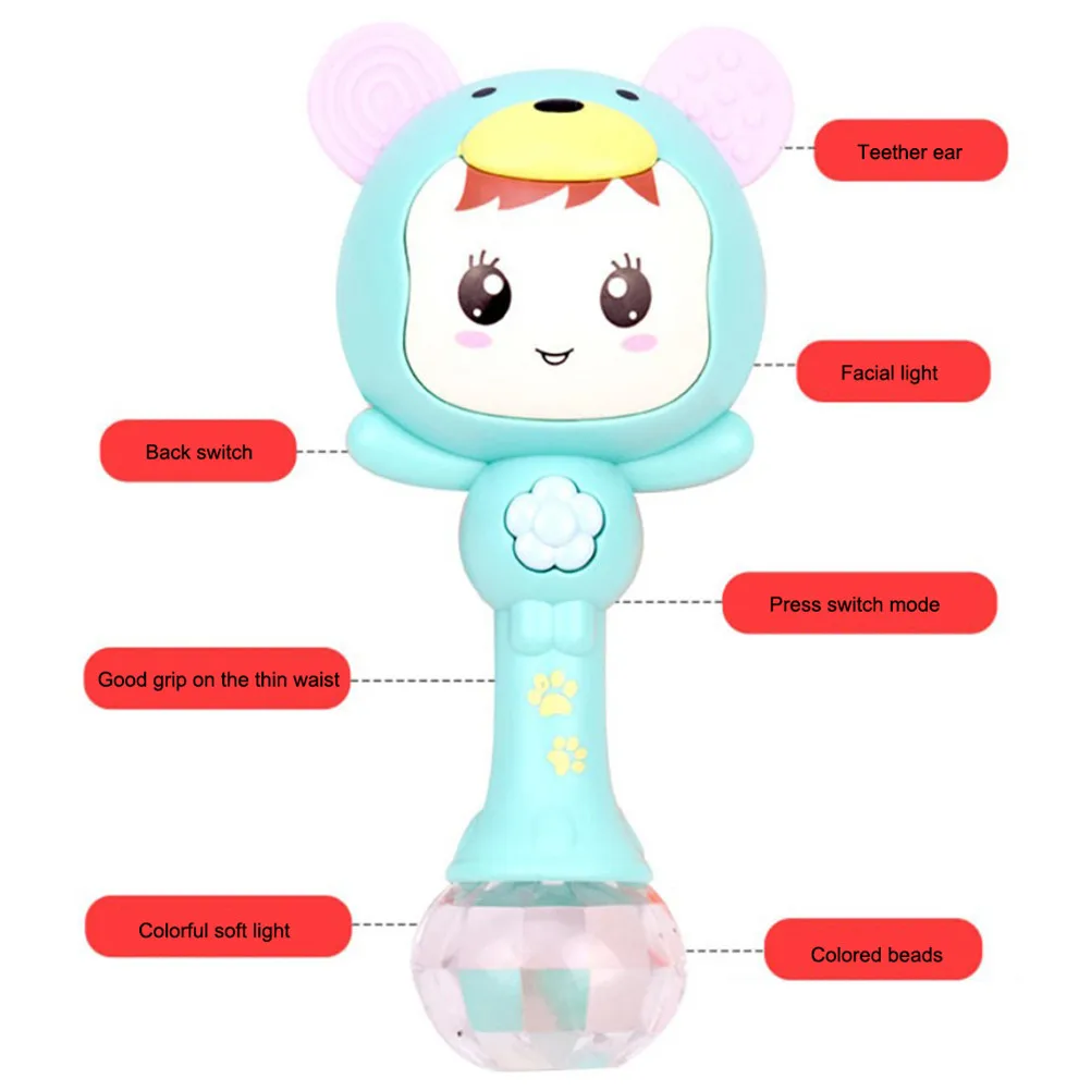 3 цвета детская погремушка музыкальный песок молоток игрушка мигающий пазл для