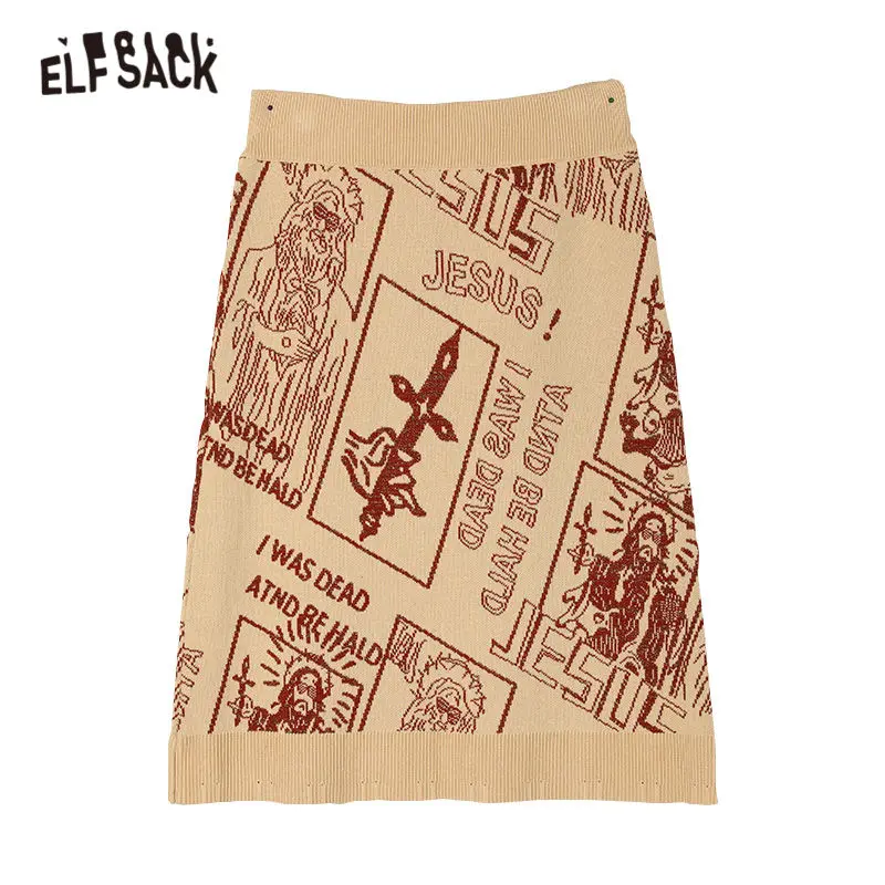 ELFSACK Camel Jesus трикотажные обтягивающие женские юбки с принтом зима 2019 новая яркая