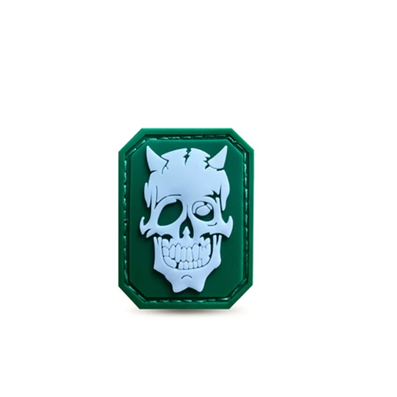 

Luminous Demon Skull PVC Rubber Stamp Bag with Decoration Velcro Hat Badge Armband Coat Paste Medal CS Tactical Armband