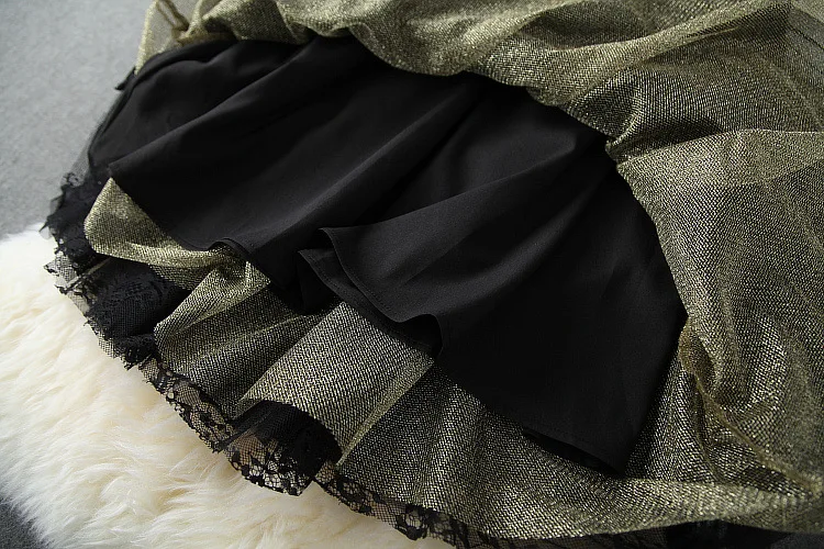 Зимний женский комплект длинный рукав стоячий воротник пуловер сетка кружево