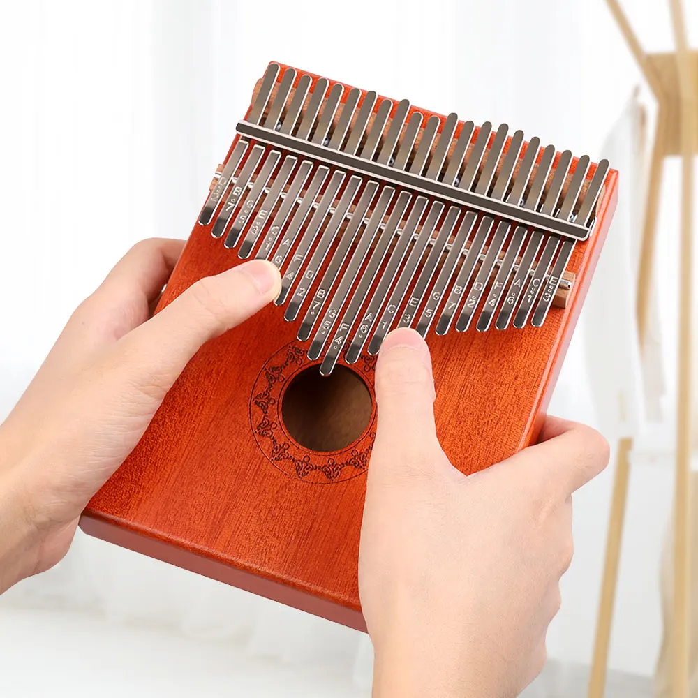 

21-Key Portable Wooden Kalimba Thumb Piano Mbira with Carry Bag Tuning Hammer Cleaning Cloth Finger Protector Stickers