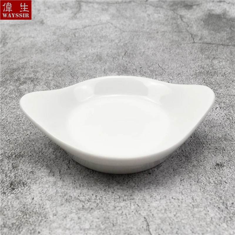 

an Shaped White Porcelain Snack Dish Hotel Breakfast Dinner Oil Soy Sauce Dish Household Tableware Ceramics Buffet Washabi Plate