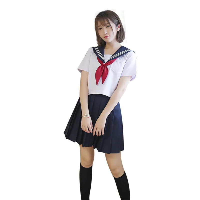 Униформа японская школьная с тремя строчками плиссированной юбкой - купить по