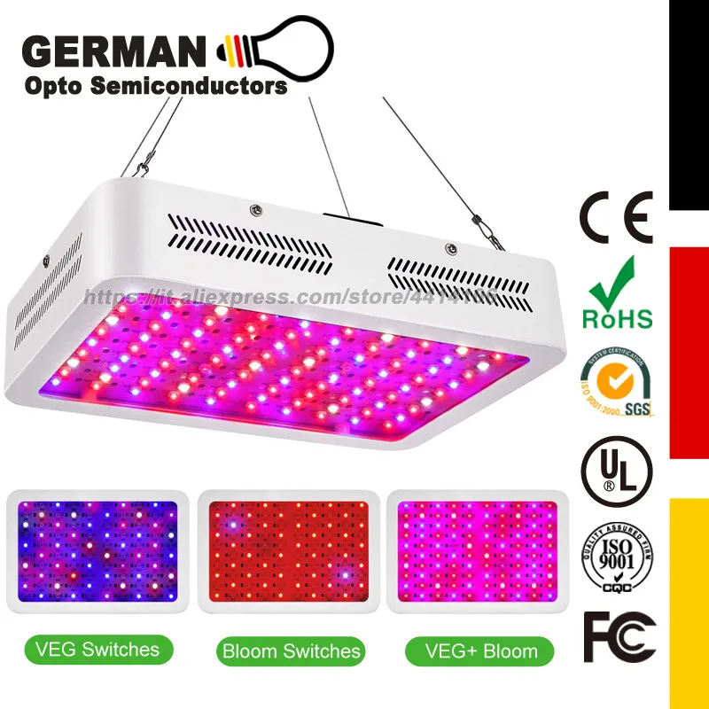 RB-1000 LED Grow Light with Bloom and Veg Switch, Full Spectrum with Daisy Chained Design for Professional Indoor Plants