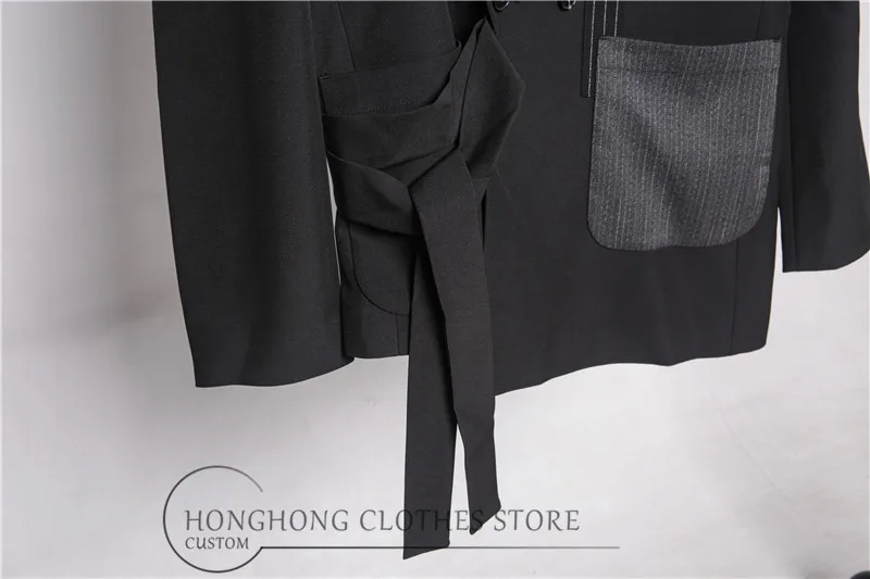 Мужской Асимметричный костюм в полоску кружевной декоративный большого размера