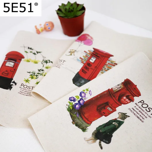 

cotton and linen cloth hand printed canvas meal mat mouse pad apron patchwork mailbox story