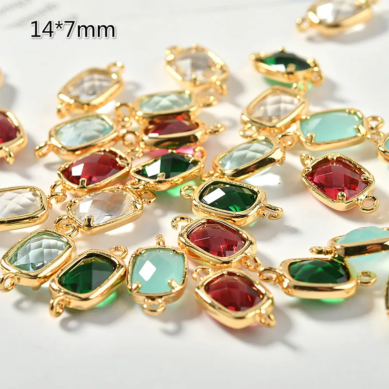 Медная Позолота 18k золотой цвет квадратный Цвет Кристалл Двойной Висячие