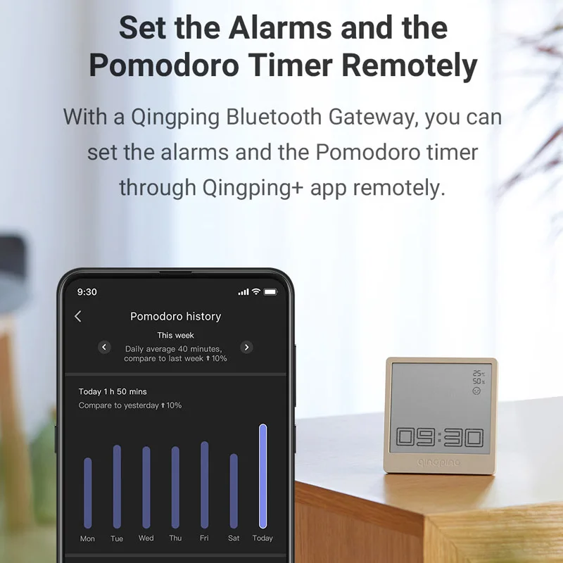 

Xiaomi Qingping Bluetooth Alarm Clock Pomodoro Timer Count up Timer Temperature Humidity Sensor for Smart Home Work Mijia APP