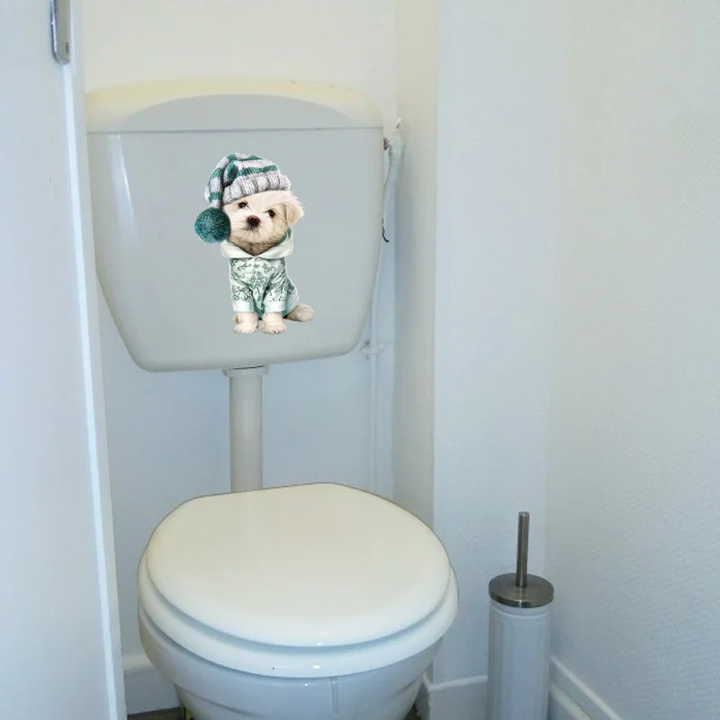 

12.2*19.6CM Lovely Puppy Animal Wall Decals Home Decoration WC Toilet Sticker