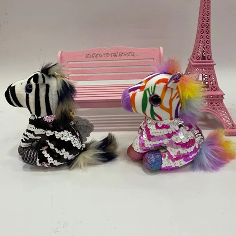 

New Creative Sequins Pony Horse Key Chain Pendant Pony Plush Doll Toy Car Bag Key Chain Batch