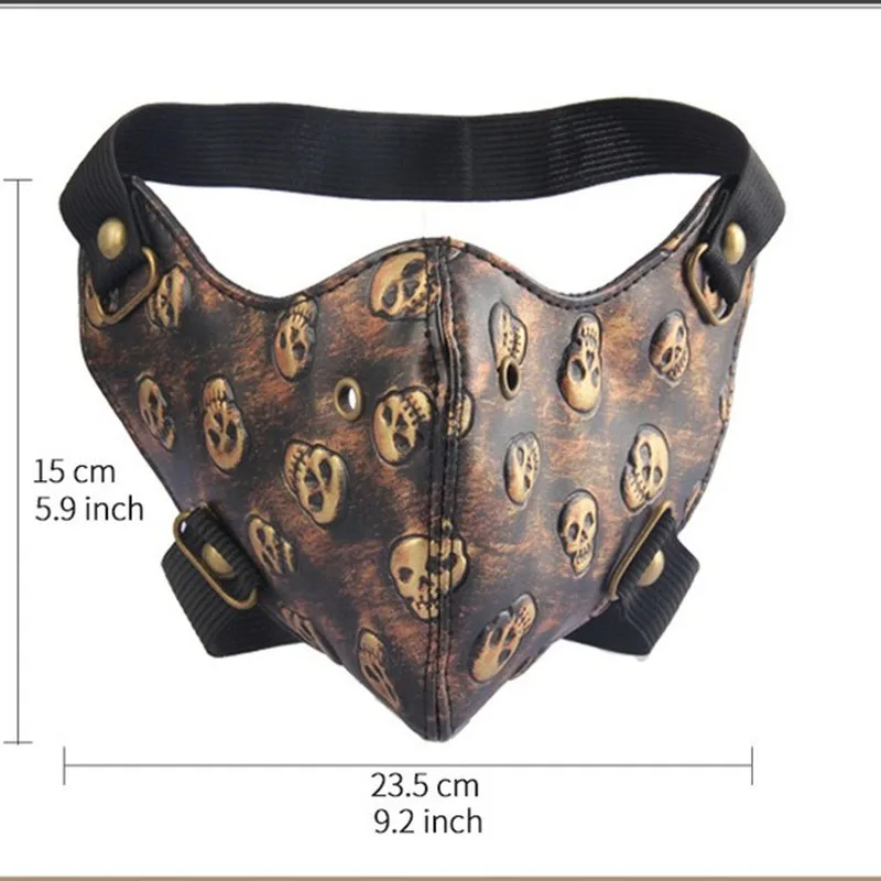 Винтажная кожаная маска в стиле панк с принтом черепа Пылезащитная для мужчин и