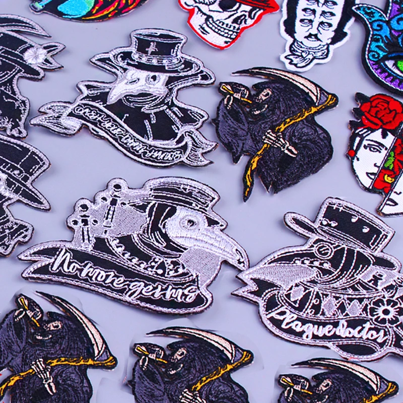 Патчи Чумного доктора хиппи нашивка с утюгом на одежде рок полоски вышитые патчи