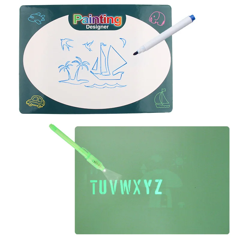 

2 in 1 A4 LED Luminous Drawing Board Graffiti Doodle Drawing Tablet Magic Draw With Light-Fun Fluorescent Pen Educational Toy