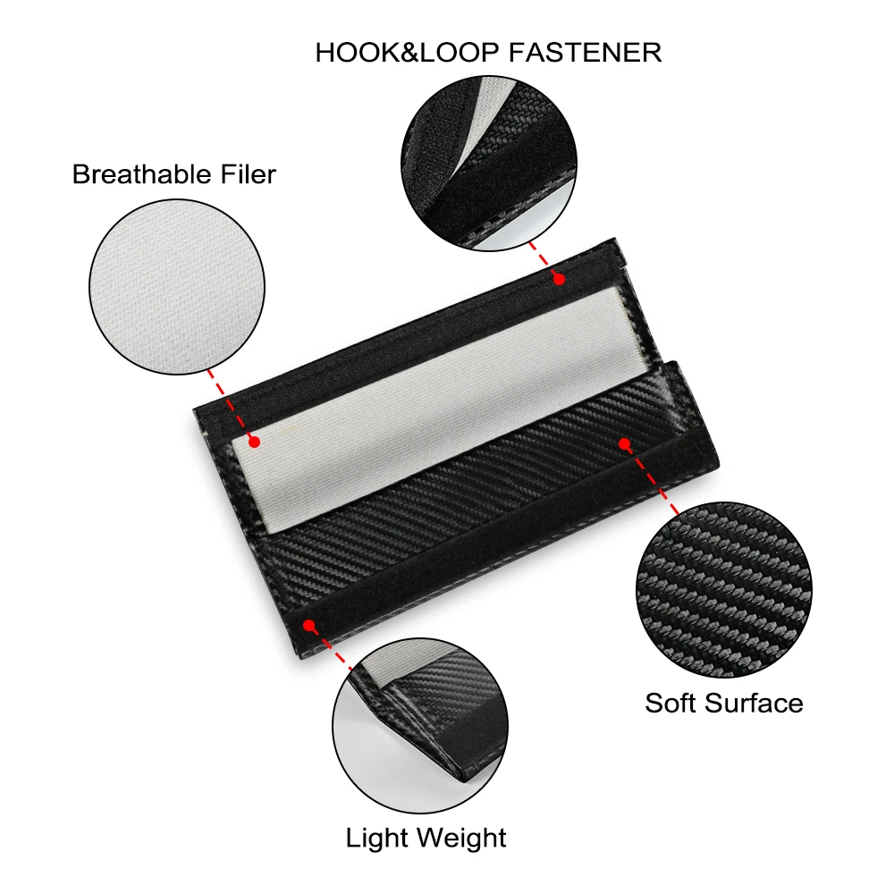 

Seat Belt Carbon Fiber PU Leather Safety Belt Shoulder Breathable Protection Pad Cover Case Auto Interior Accessories 2 Pcs