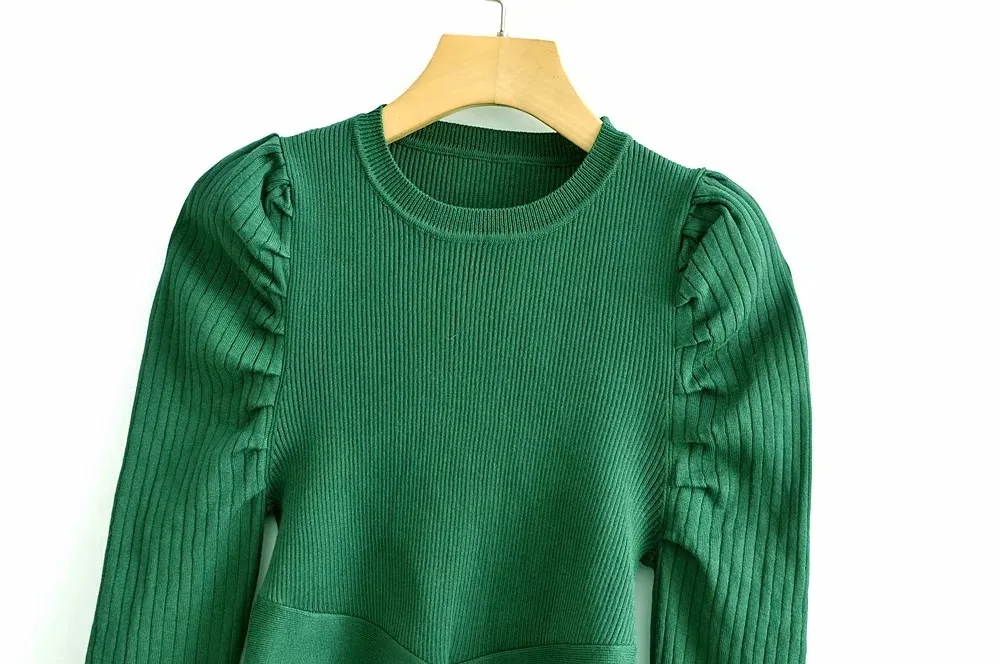 

AIUJXK Fashion Bandage Pullovers Women Autumn Winter Long Sleeve Green Sweaters Female Streetwear Casual Knitwear Ladies Top