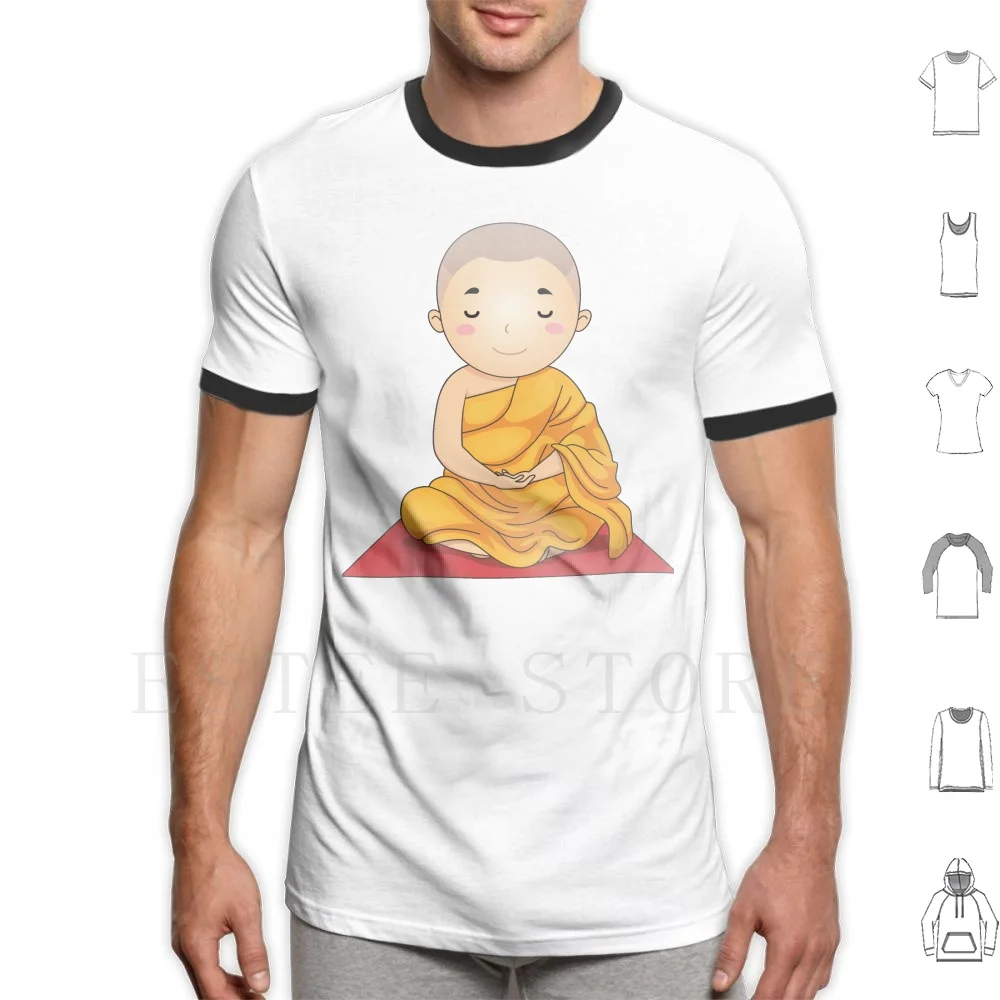 

Футболка мужская хлопковая с надписью Happy Buddha Monk
