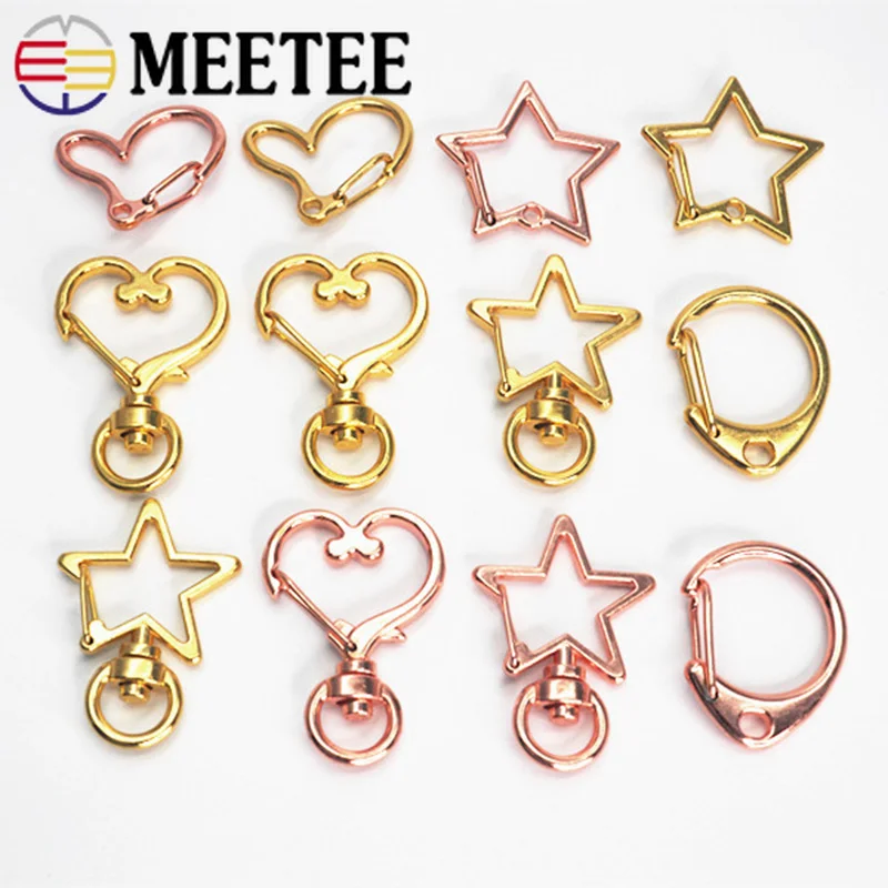 Meetee 20/50pcs Metal Key chain O D Ring Buckle Shackles Star Heart Shape DIY Bag Hardware Accessories Decoration BF020 | Дом и сад