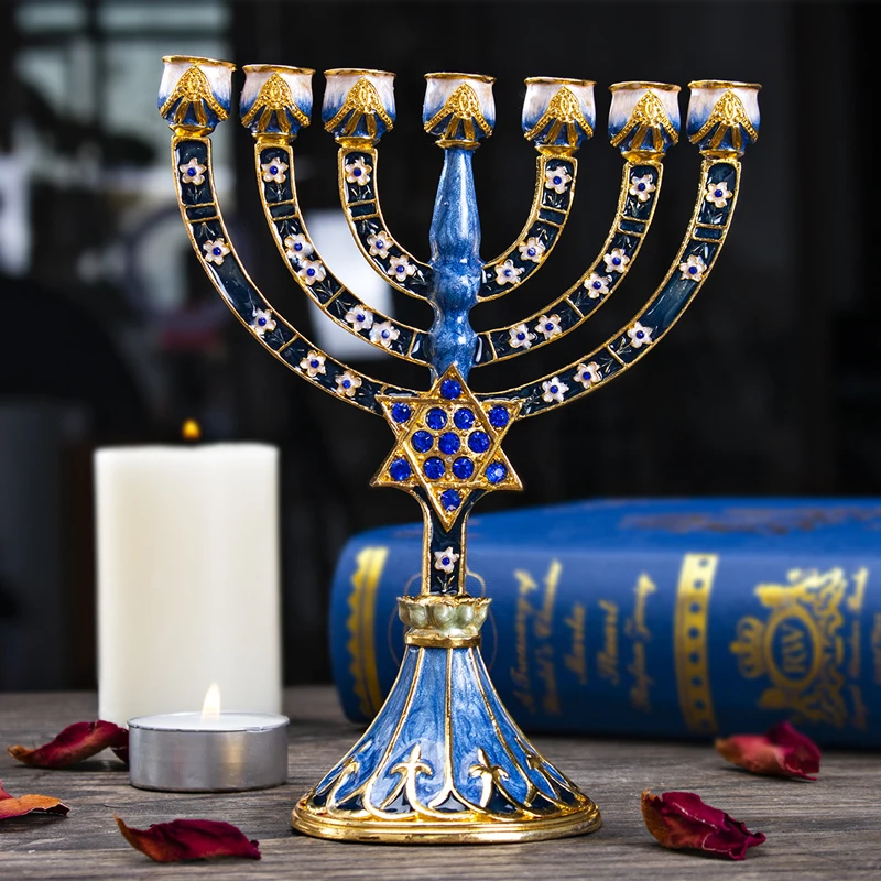 H& D 5 стилей Иудейская Менора Античная коллекция Hanukkah Menorah Статуэтка ручная роспись подсвечник держатель для дома вечерние украшения подарок