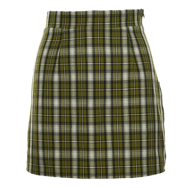 Женская юбка в английском стиле карандаш клетку выше колена мини ампир женская