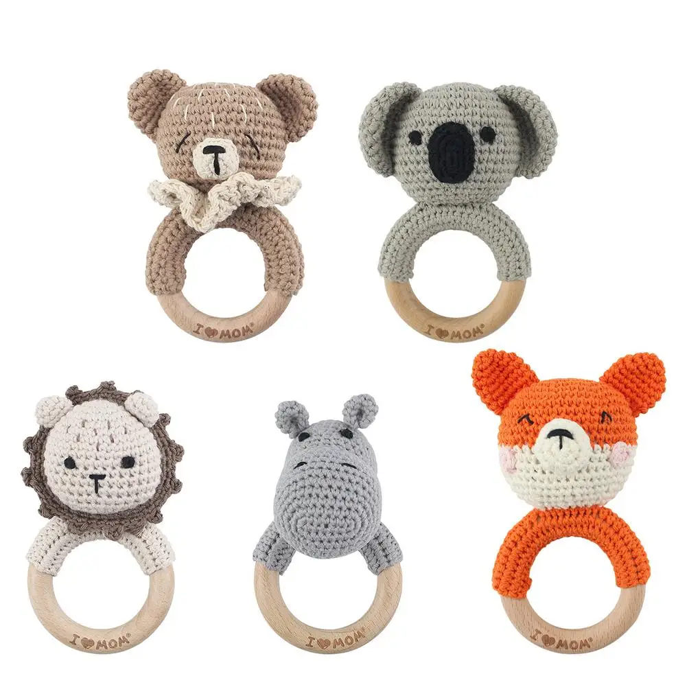 

Handmade Rattle Grasp Toy Safe Teething Crochet Rattles Knit Baby Teether Bracelet Sensory Toy Montessori Toys for Toddler