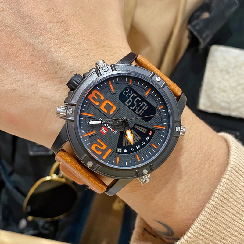 Часы наручные NAVIFORCE Мужские кварцевые роскошные Брендовые спортивные в стиле