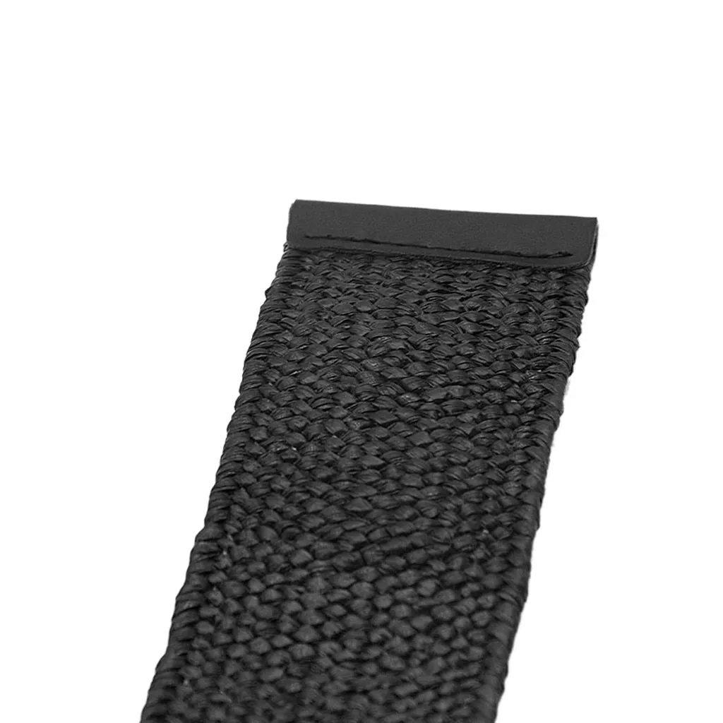 

& Vintage Boho Braided Waist Belt Summer Solid Female Belt Round Wooden Smooth Buckle Fake Straw Wide Belts For Women Hot Sale