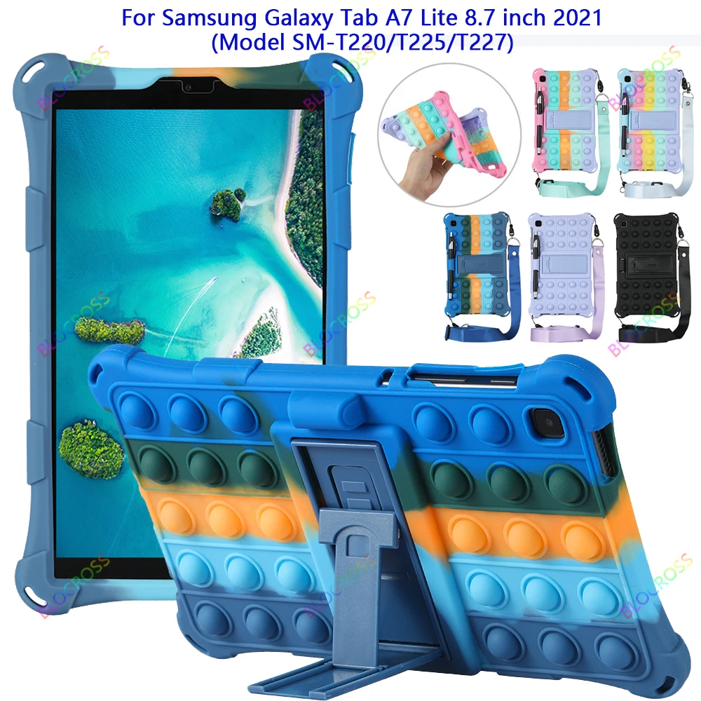 

Bubble Unzip Silicone Case for 2021Samsung Galaxy Tab A7 Lite 8.7" SM-T220/T225/T227,Non-toxic Safe Shockproof Stand Case Funda