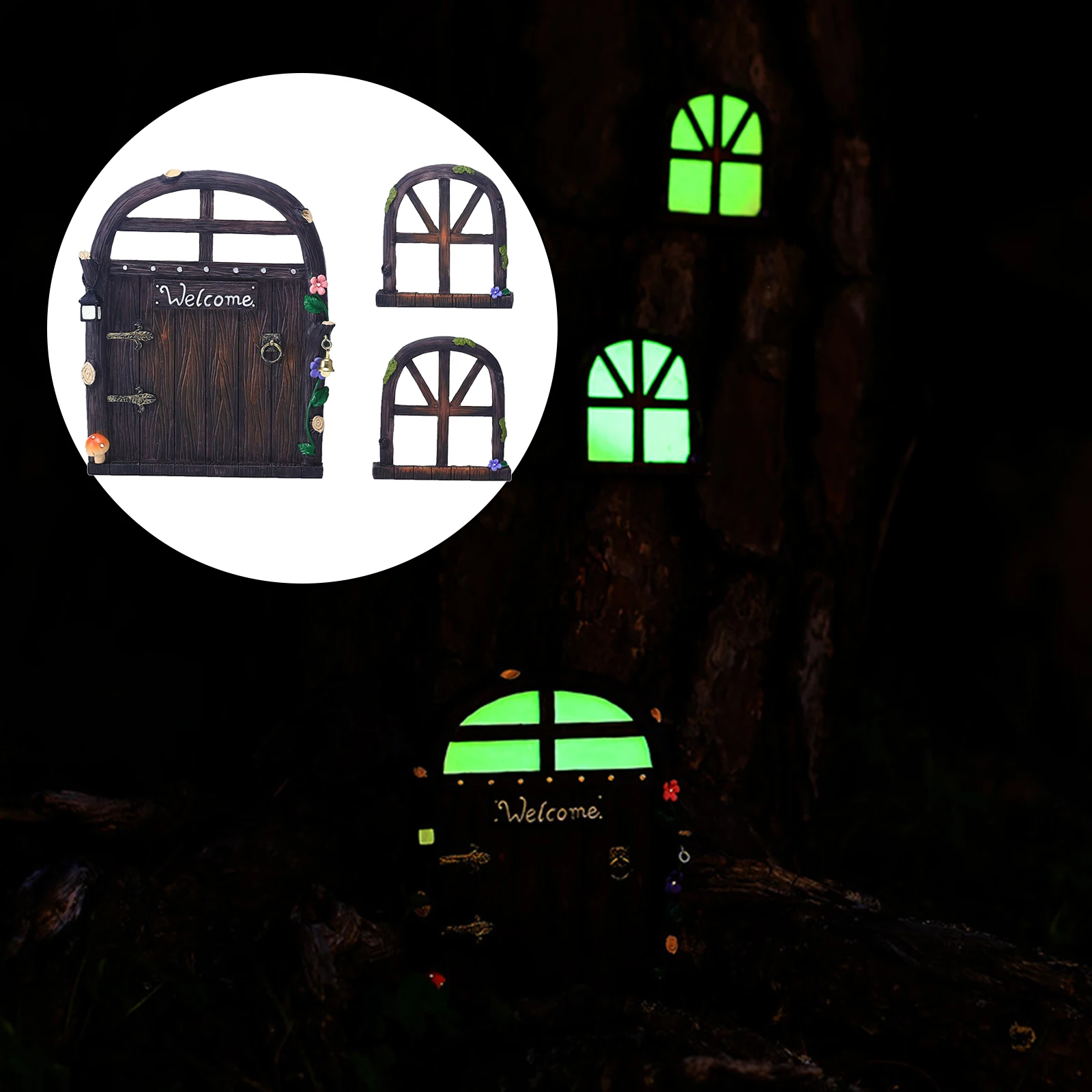 

Fairy Trees Door Window Elf Home Yard Art Garden Statues Decor for Kids Room