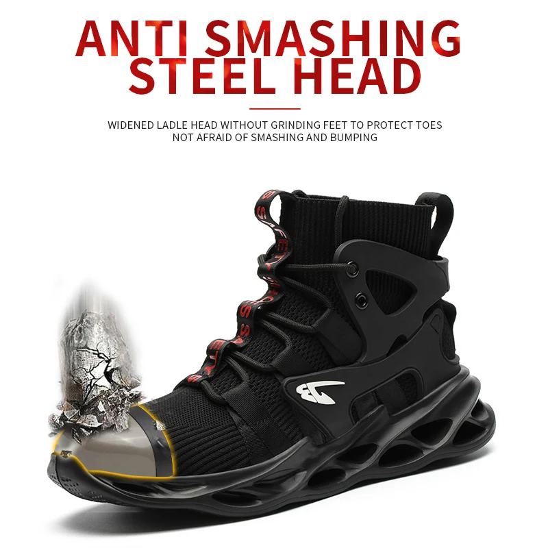 Botas transpirables con punta de acero para trabajadores de la construcción, botas de trabajo ligeras, seguras y resistentes a los pinchazos, estilo europeo, a la moda, 2022